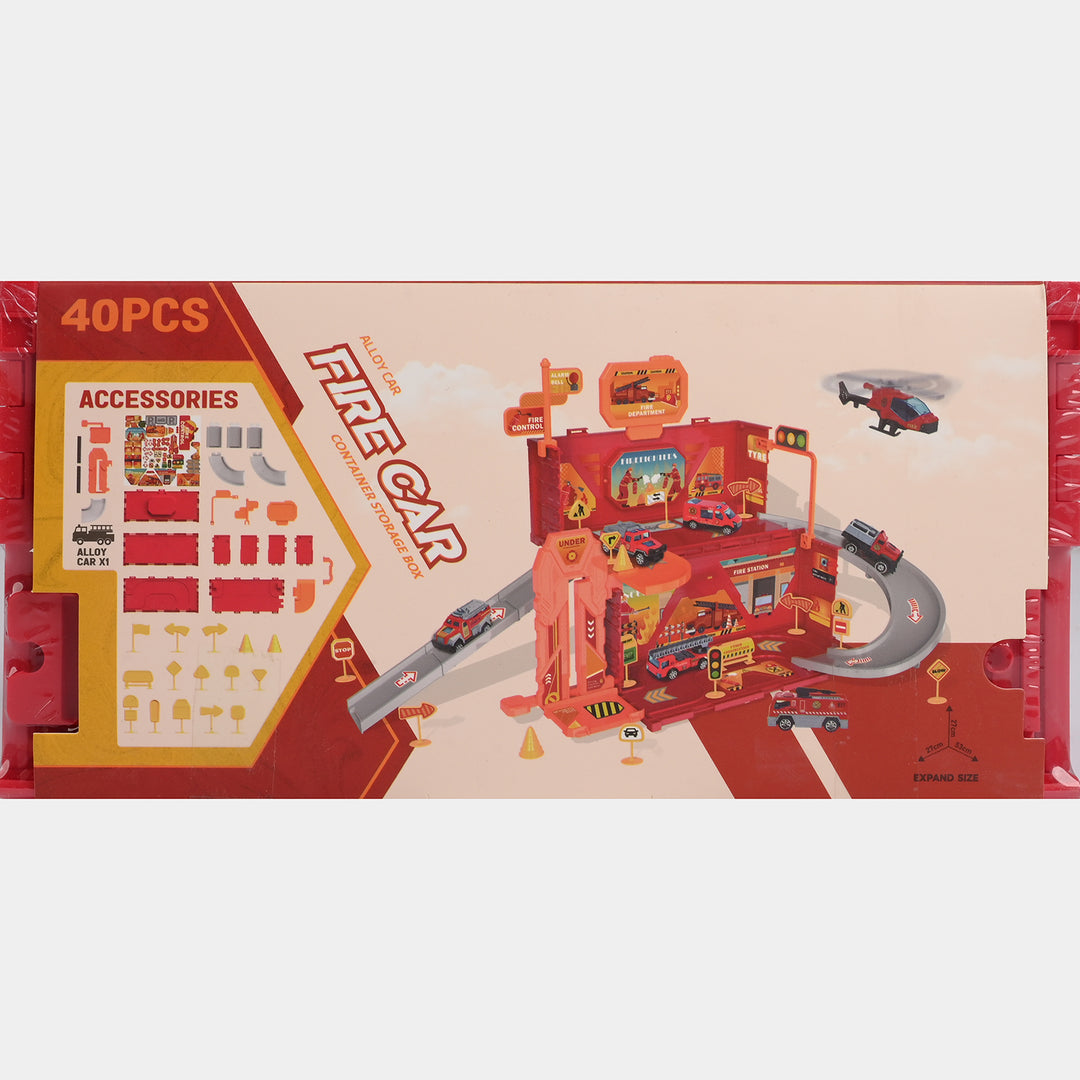 Fire Station Parking Lot Playset | 40PCs