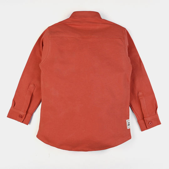Boys Pique Casual Shirt F/S Basic - Mecca Orange