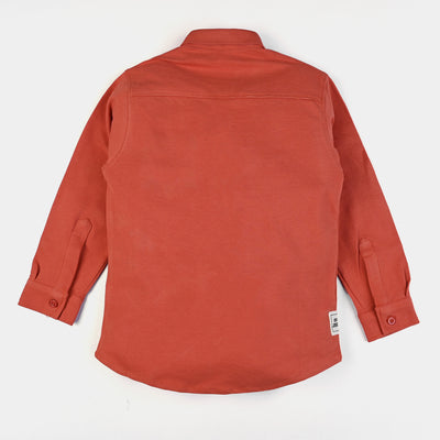 Boys Pique Casual Shirt F/S Basic - Mecca Orange