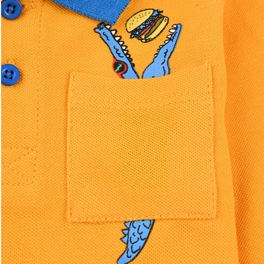 Infant Boys Cotton PK Polo Crocodile-Citrus