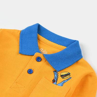 Infant Boys Cotton PK Polo Crocodile-Citrus