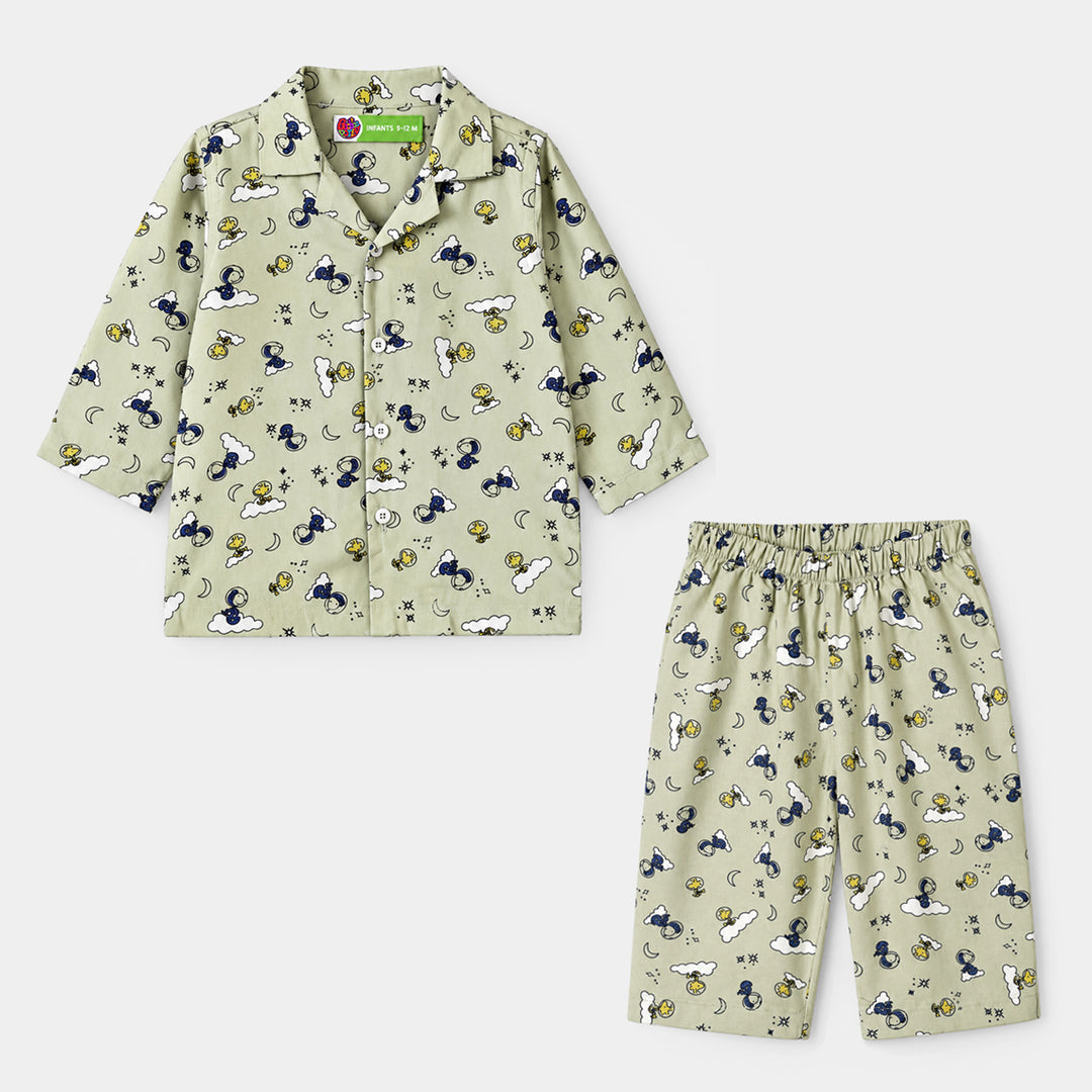 Infant Boys Linen Viscose Nightwear Space- Light Green