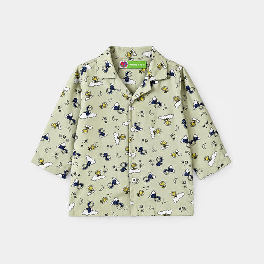 Infant Boys Linen Viscose Nightwear Space- Light Green