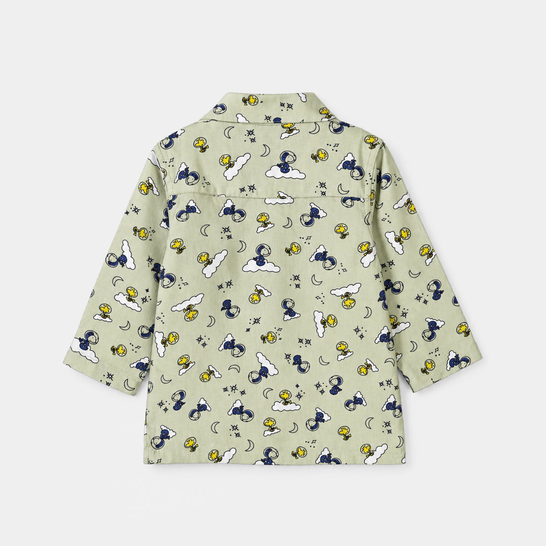 Infant Boys Linen Viscose Nightwear Space- Light Green