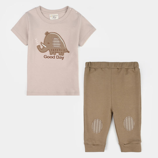 Infant Boys Jersey/Terry 2Pc Suit 287-003 E-C-BEIGE