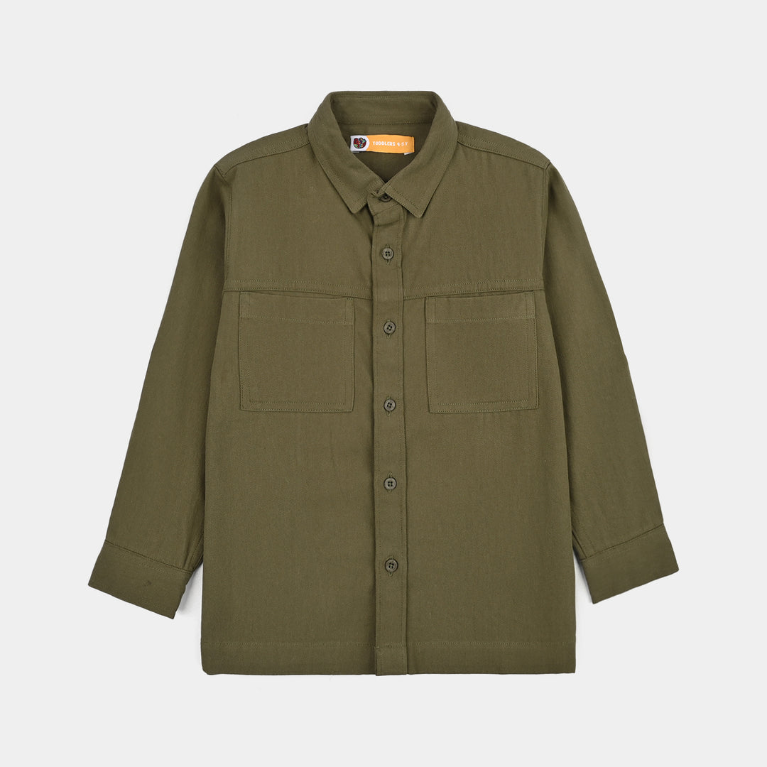 Boys Cotton Twill Shirt F/S (Moss)-GREEN
