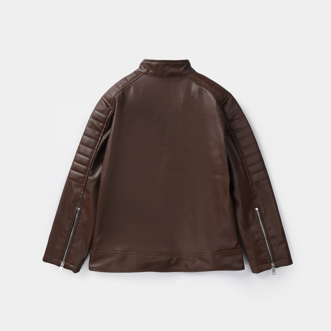 Boys Pu Jacket Basic - Brown