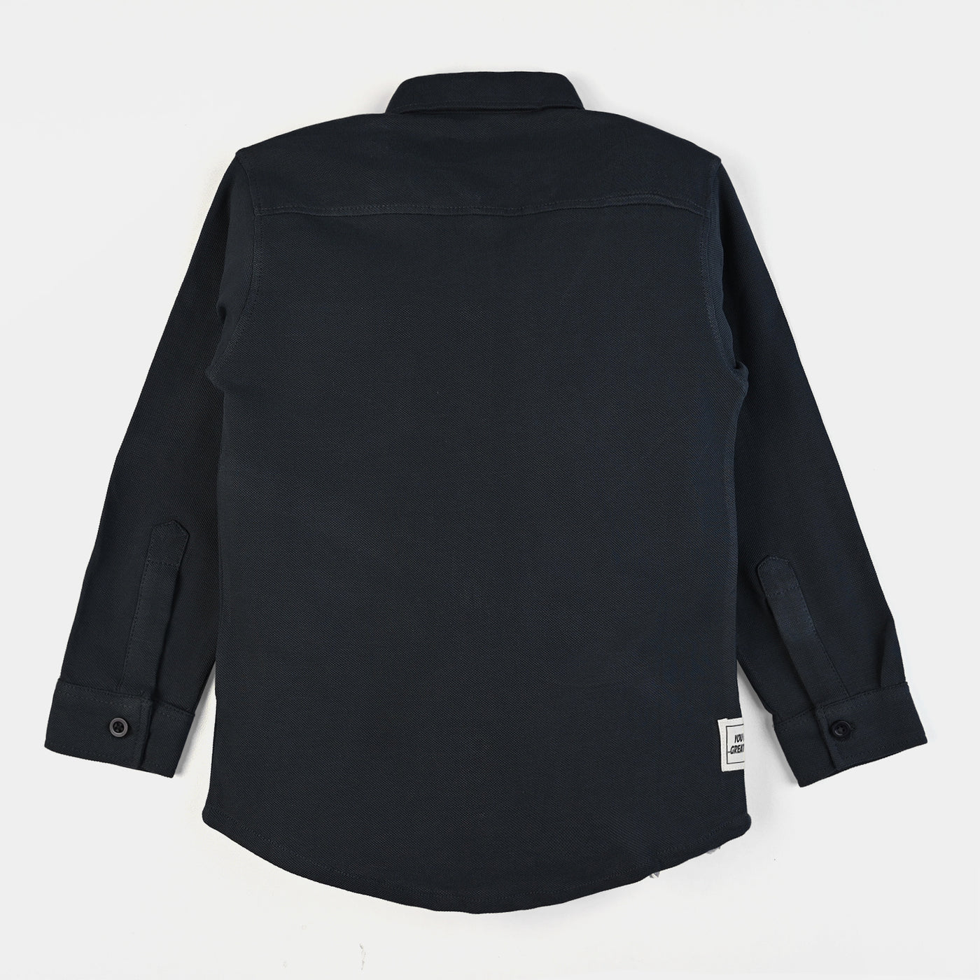 Boys Pique Casual Shirt F/S Basic - Black
