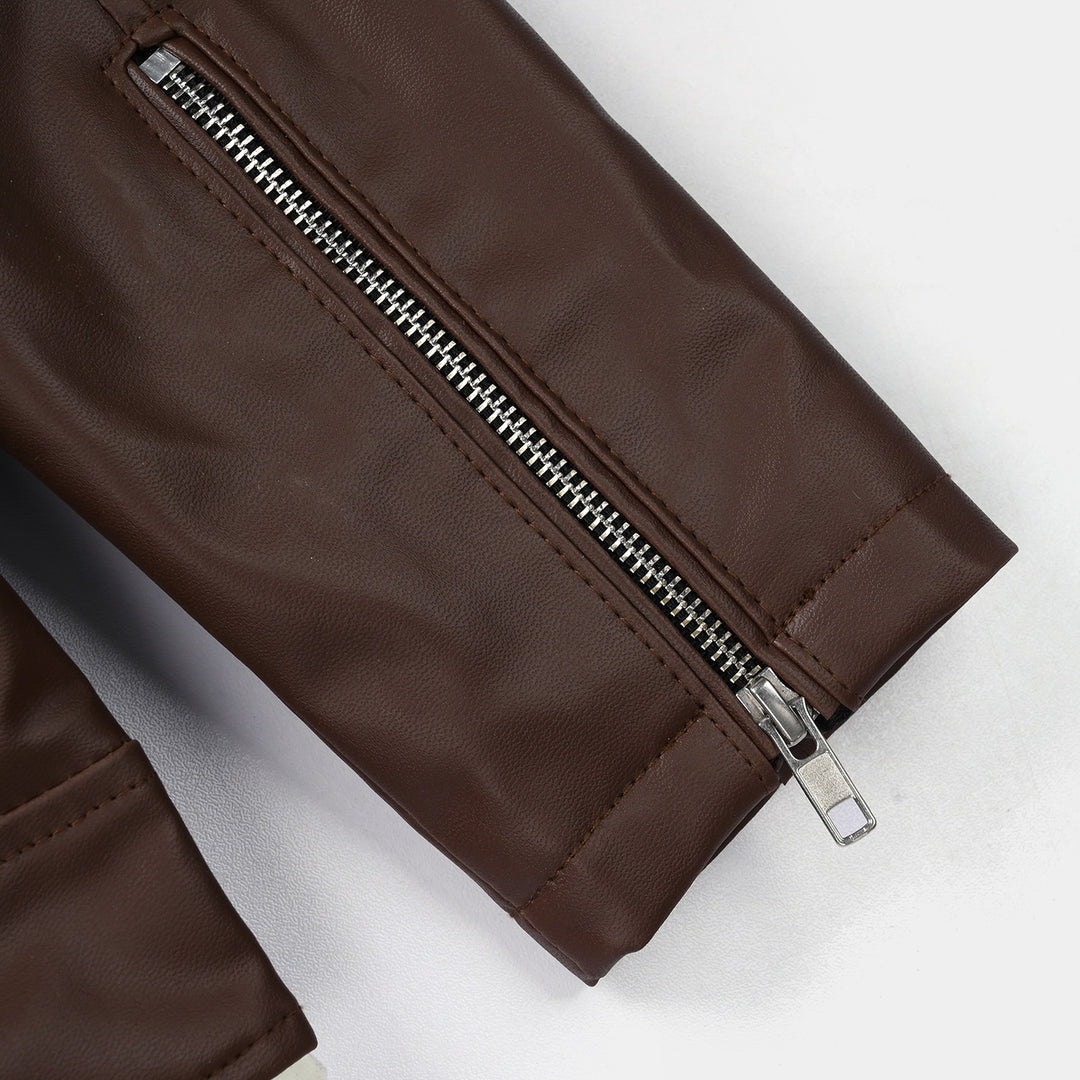 Boys Pu Jacket Basic - Brown