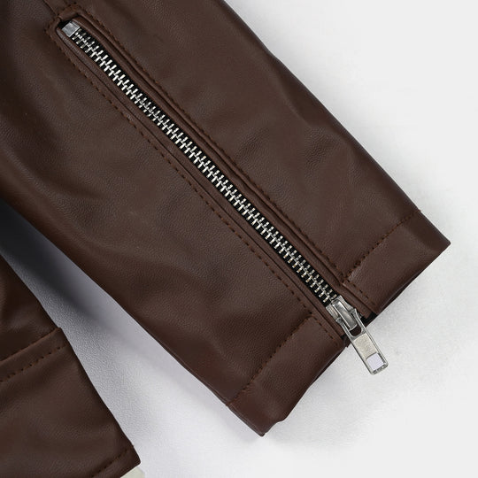 Boys Pu Jacket Basic - Brown