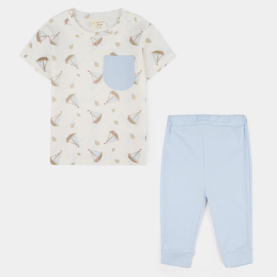 Infant Boys Jersey/Terry 2Pc Suit 287-045 E-C-WHITE