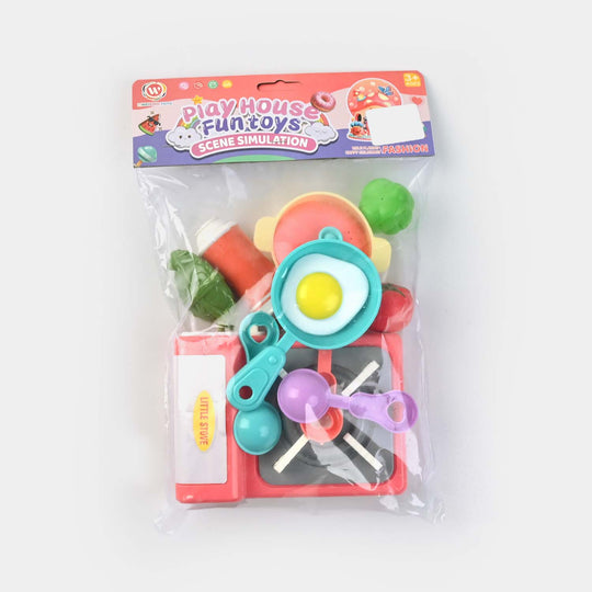Kitchen Play Set With Food For Girls