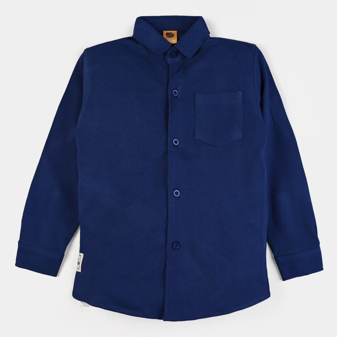 Boys Pique Casual Shirt F/S Basic - NAVY