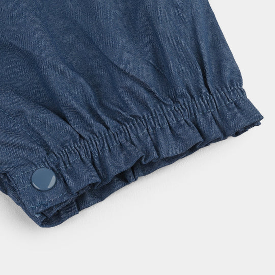 Infant Girls Jersey/Terry Romper - White