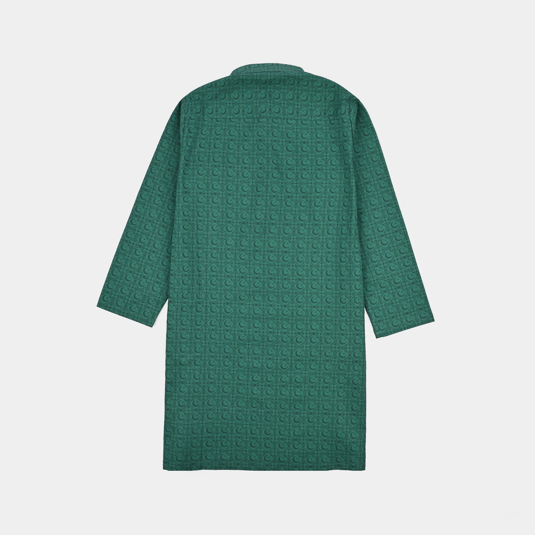 Boys Cotton Poplin Printed Kurta (Azam-e-Pakistan)-GREEN