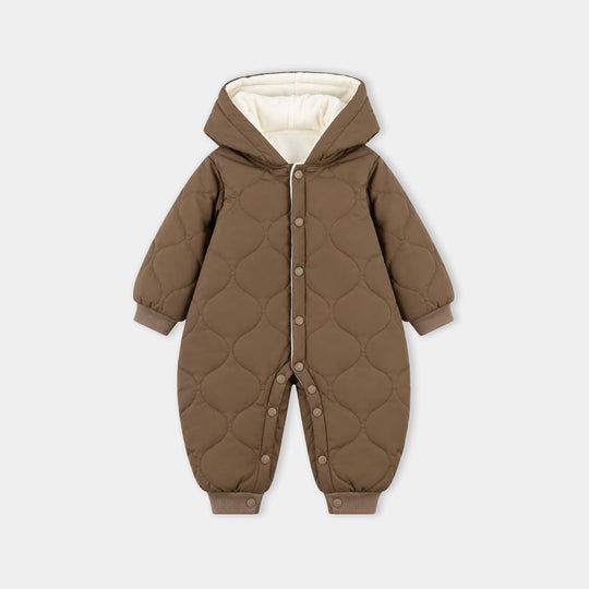 Infant Boys Polyester Quilted Romper-BROWN