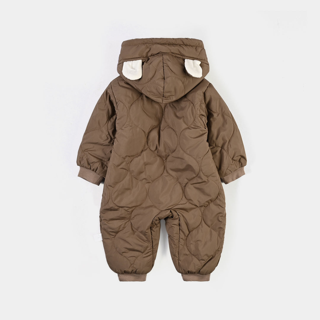 Infant Boys Polyester Quilted Romper-BROWN