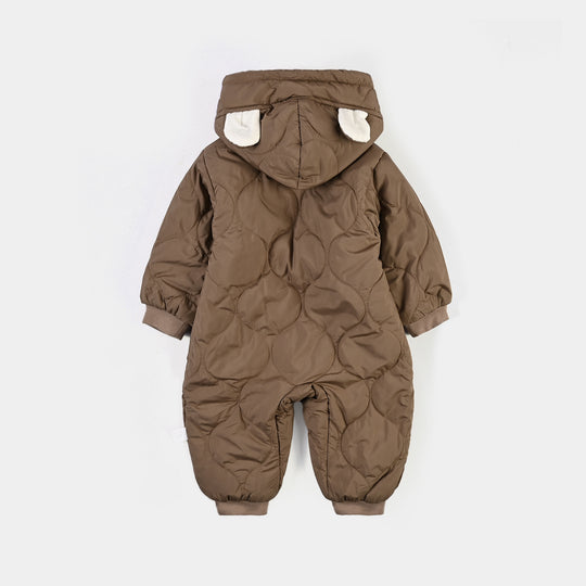Infant Boys Polyester Quilted Romper-BROWN