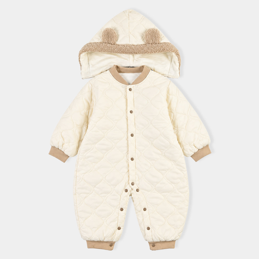 Infant Girls Polyester Quilted Romper-Off.White