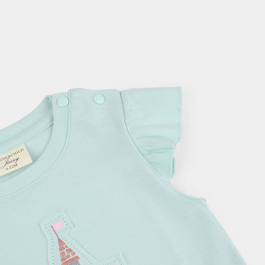 Infant Girls Jersey/Terry 2Pc Suit - Blue