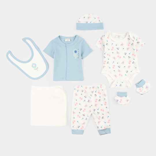 Infant Girls Jersey Terry 7Pc Gift Set - Blue