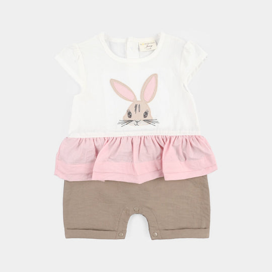 Infant Girls Jersey/Terry Romper - Pink