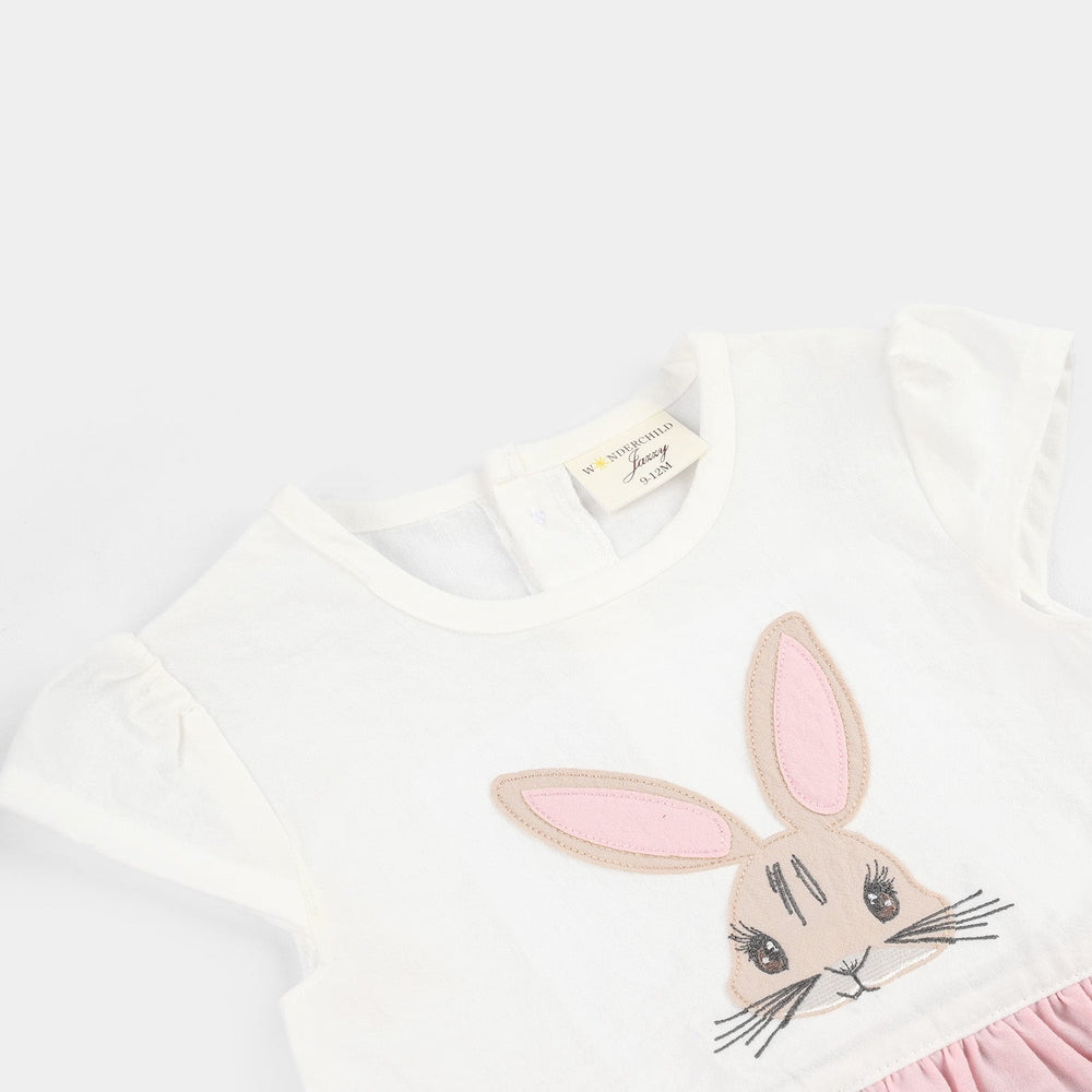 Infant Girls Jersey/Terry Romper - Pink