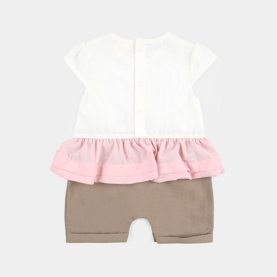 Infant Girls Jersey/Terry Romper - Pink