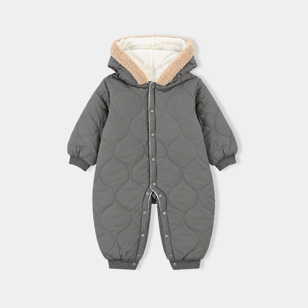 Infant Boys Polyester Quilted Romper-GREY