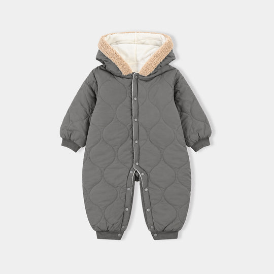 Infant Boys Polyester Quilted Romper-GREY