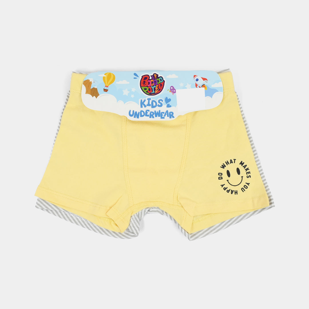 Boys Cotton Jersey Boxer Pack of 2 (Smile & Stripe) - Grey/Yellow