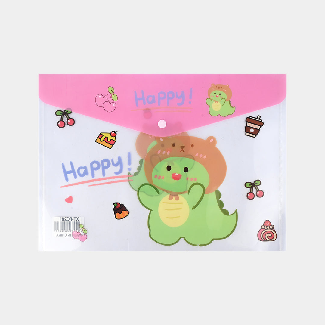 Clear Bag Button File Plastic Folder