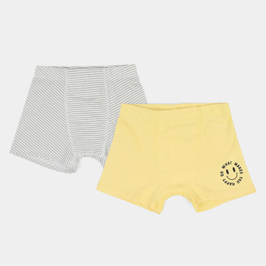 Boys Cotton Jersey Boxer Pack of 2 (Smile & Stripe) - Grey/Yellow