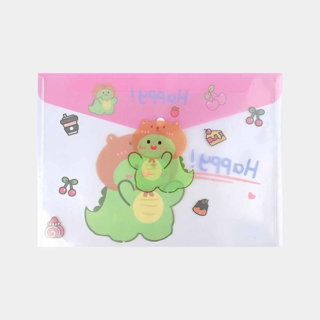Clear Bag Button File Plastic Folder
