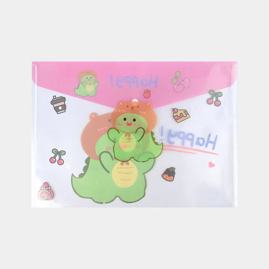 Clear Bag Button File Plastic Folder