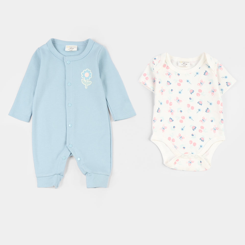 Infant Girls Jersey/Terry 5Pc Gift Set 287-125-BLUE