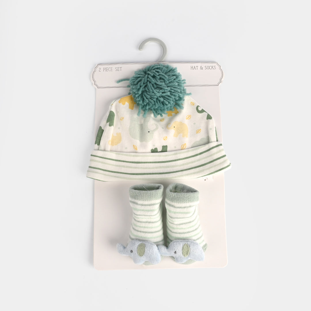 Infant Printed Cap & Socks Set 0M+