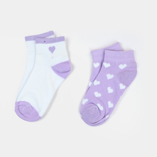 Girls Cotton Socks Pack of 2 Hearts – Lilac/White