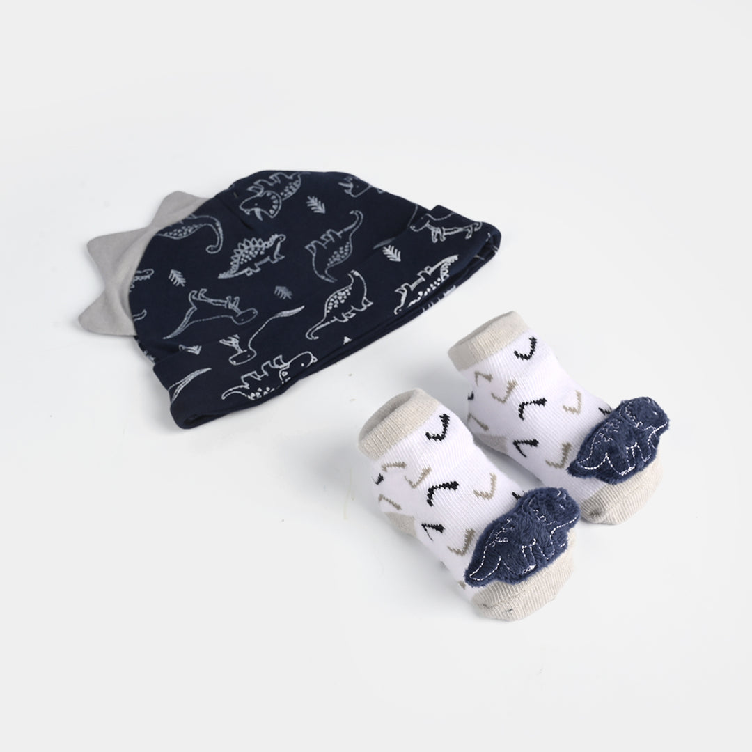 Infant Printed Cap & Socks Set 0M+