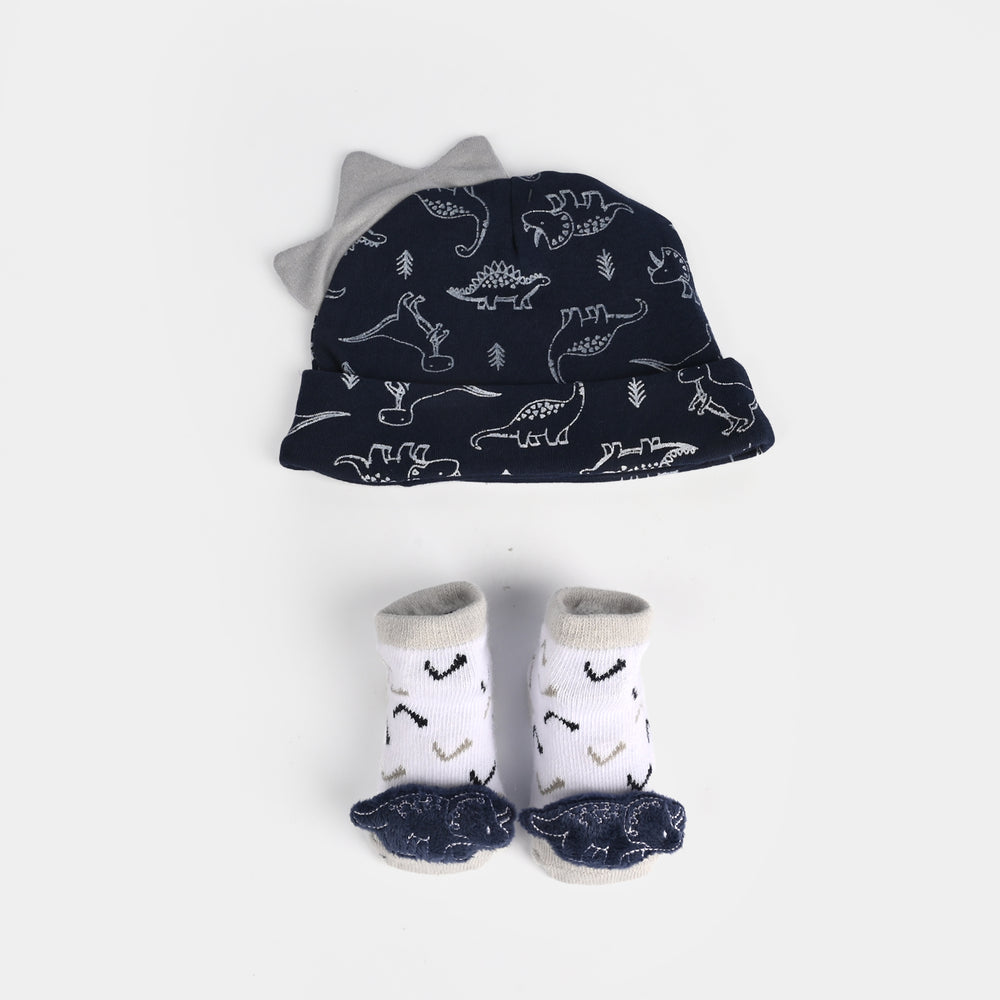 Infant Printed Cap & Socks Set 0M+