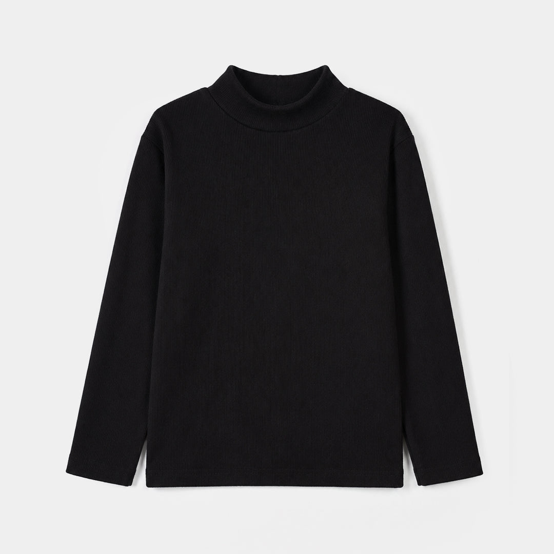 Boys 2x1 Rib Turtle Neck Black