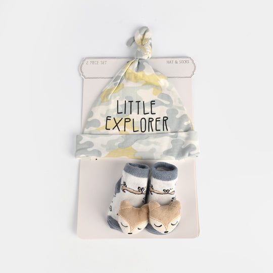 Infant Printed Cap & Socks Set 0M+