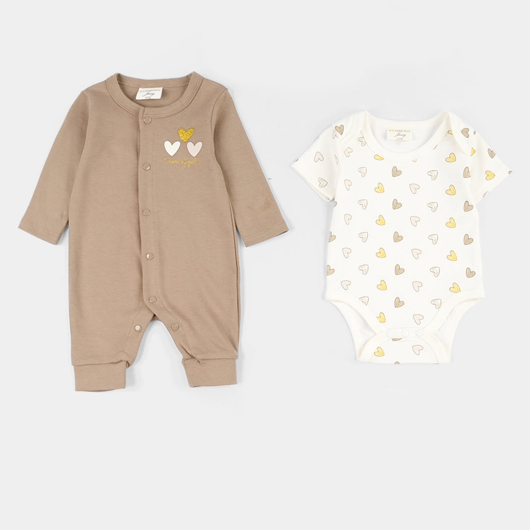 Infant Girls Jersey Terry 5Pc Gift Set - Brown