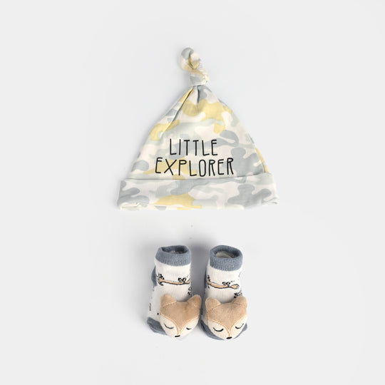 Infant Printed Cap & Socks Set 0M+