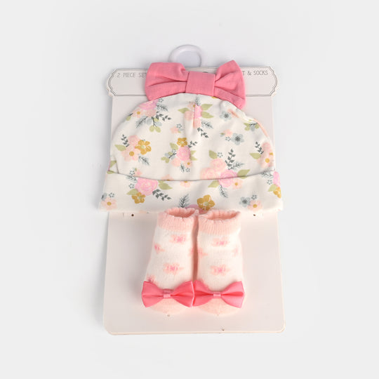 Infant Printed Cap & Socks Set 0M+