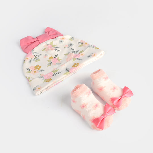 Infant Printed Cap & Socks Set 0M+