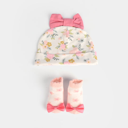 Infant Printed Cap & Socks Set 0M+