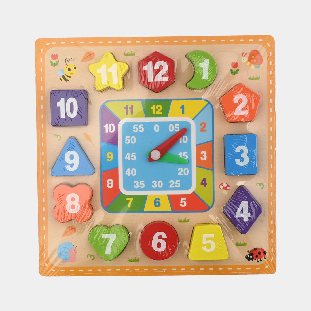 Wooden Shape Sorting Learning Clock Board