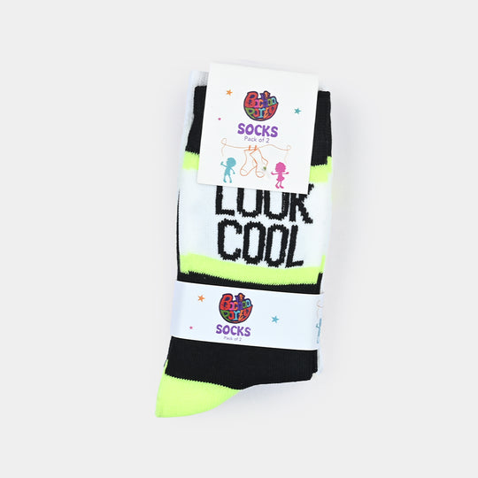 Boys Cotton Socks Pack of 2 Look Cool – White/Black