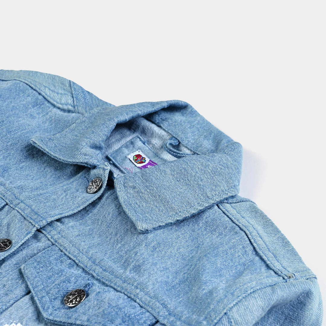 Girls Denim Jacket Hearts EMB-Ice Blue